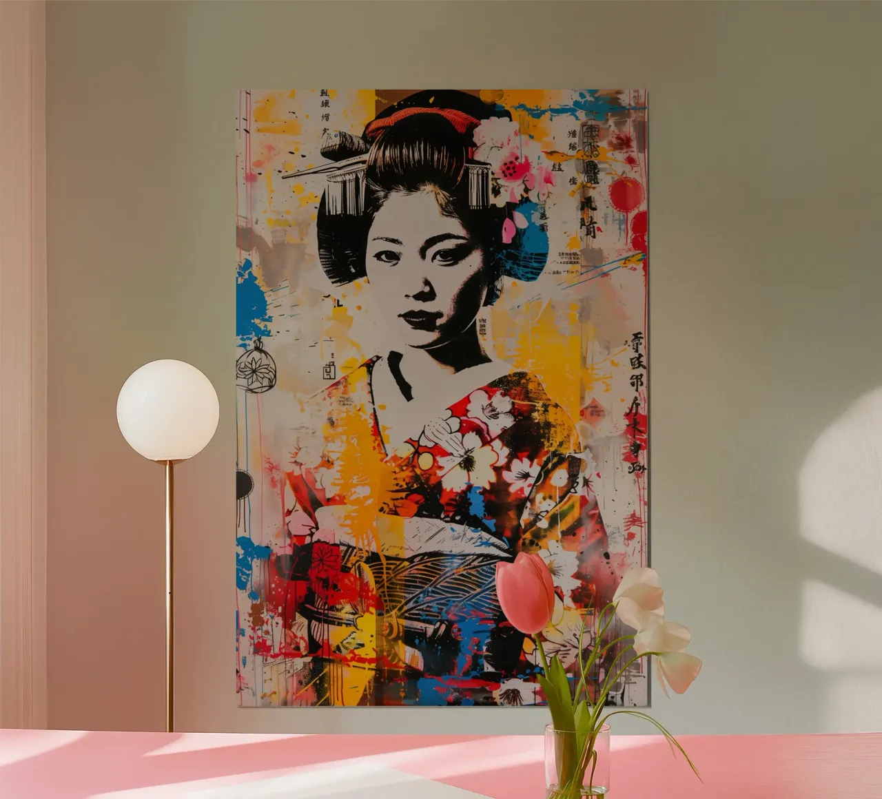 Geisha | Memoria giapponese poster con telaio in legno da Autofocus