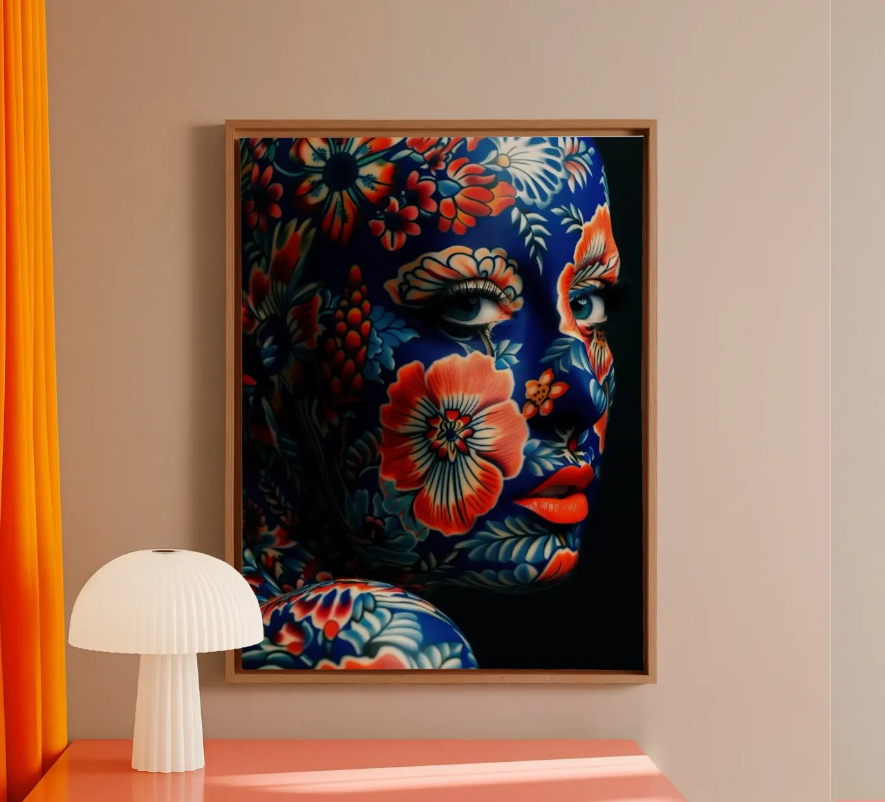 Portret getatoeëerde vrouw | Lichaamskunst canvas met Baklijst van Autofocus