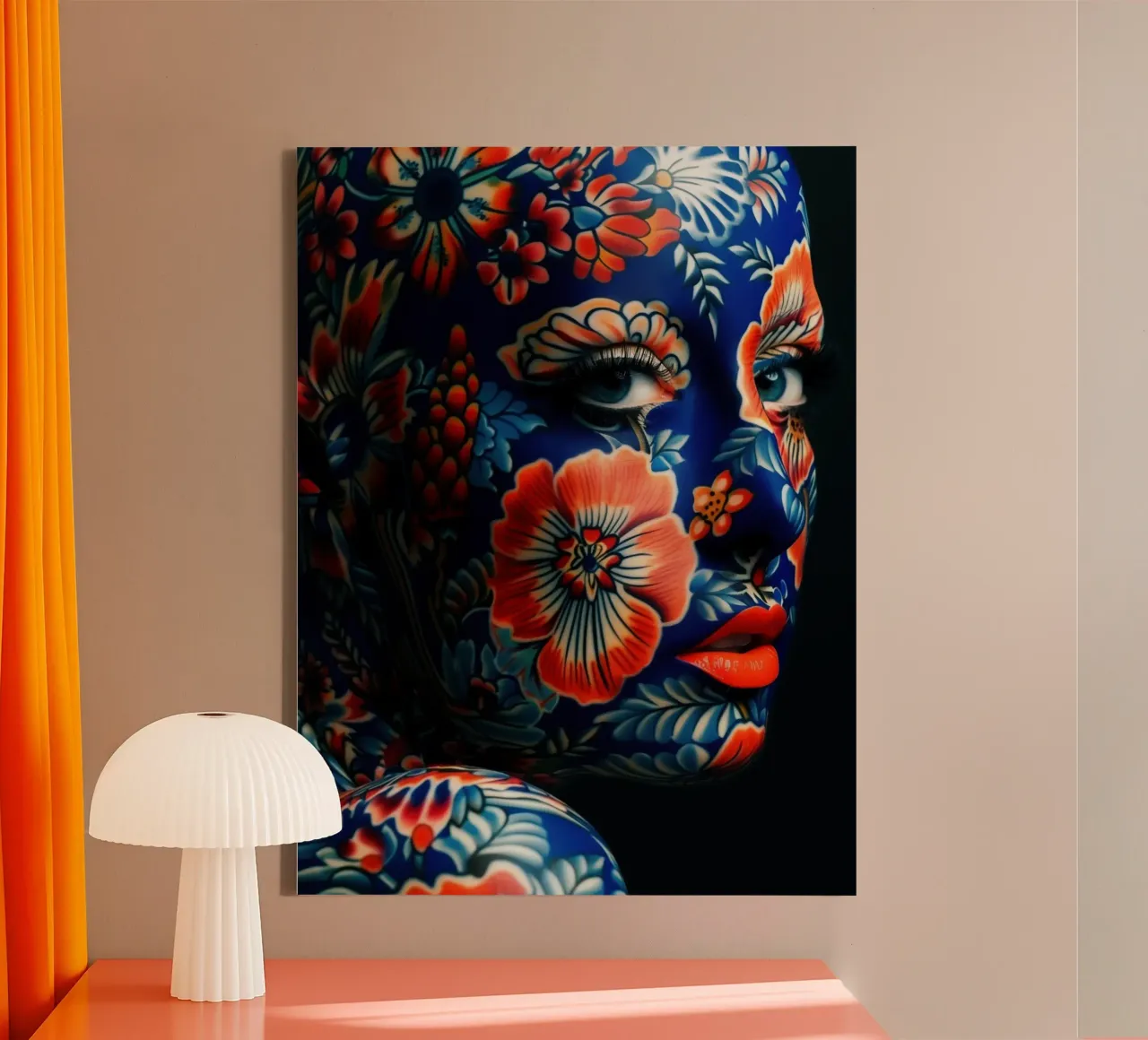 Portret getatoeëerde vrouw | Lichaamskunst canvas met Baklijst van Autofocus
