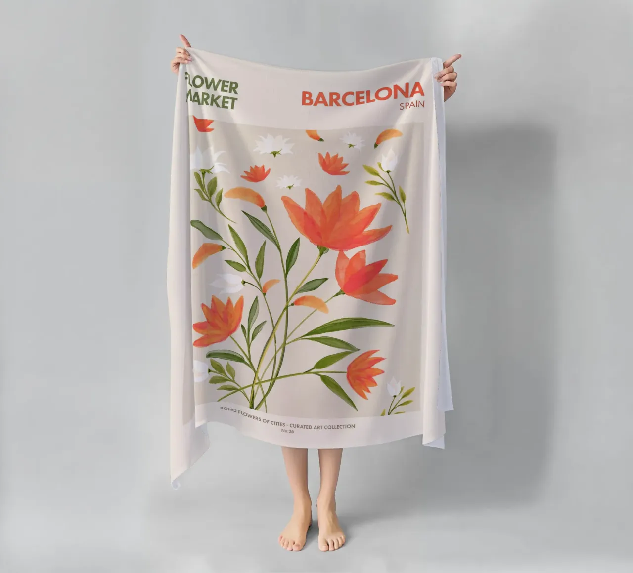 Emel Tunaboylu - Mercato dei fiori di Barcellona telo mare da The Artcircle