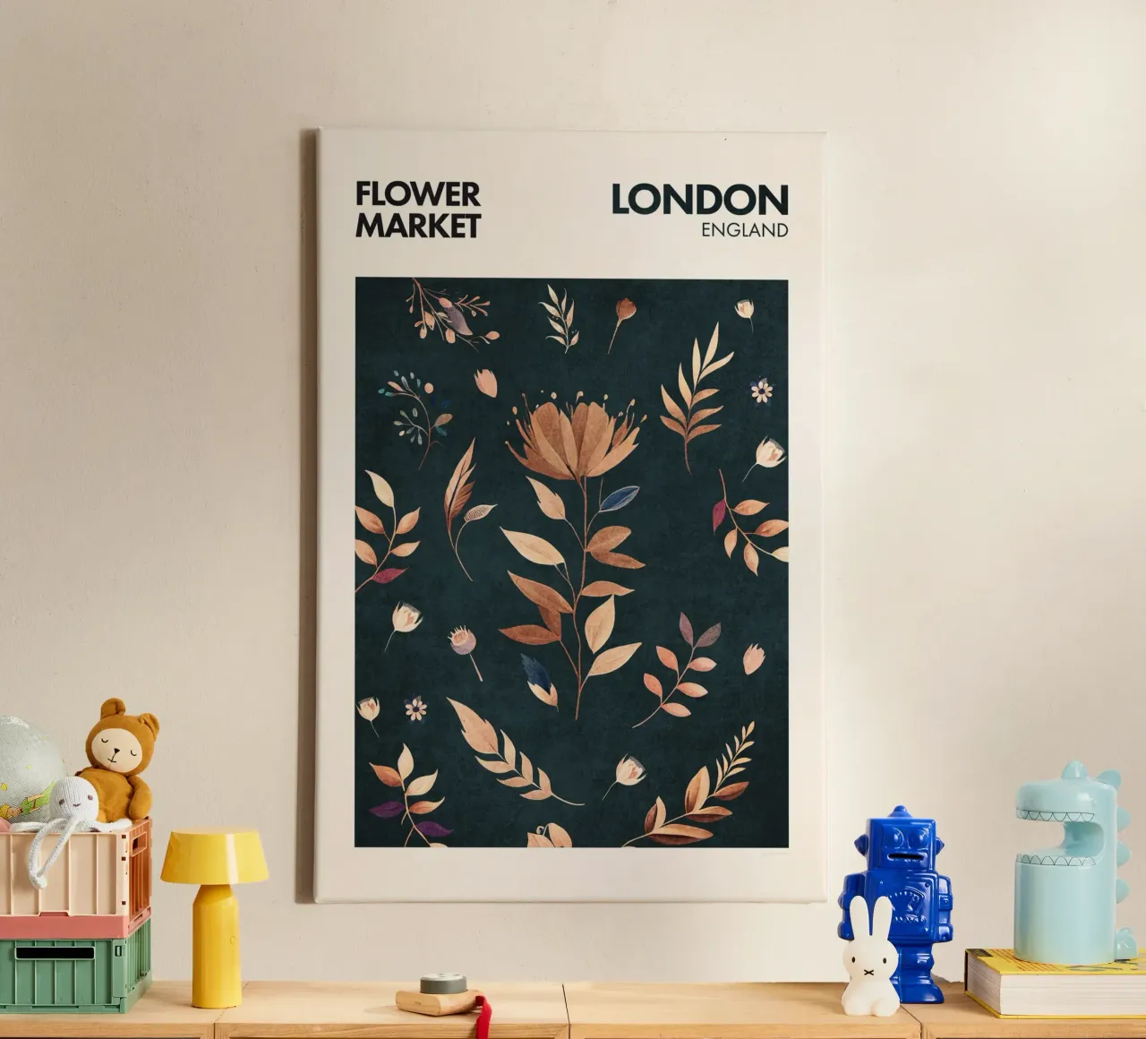 Emel Tunaboylu - Mercato dei fiori di Londra tela con Cornice a cassetta da The Artcircle