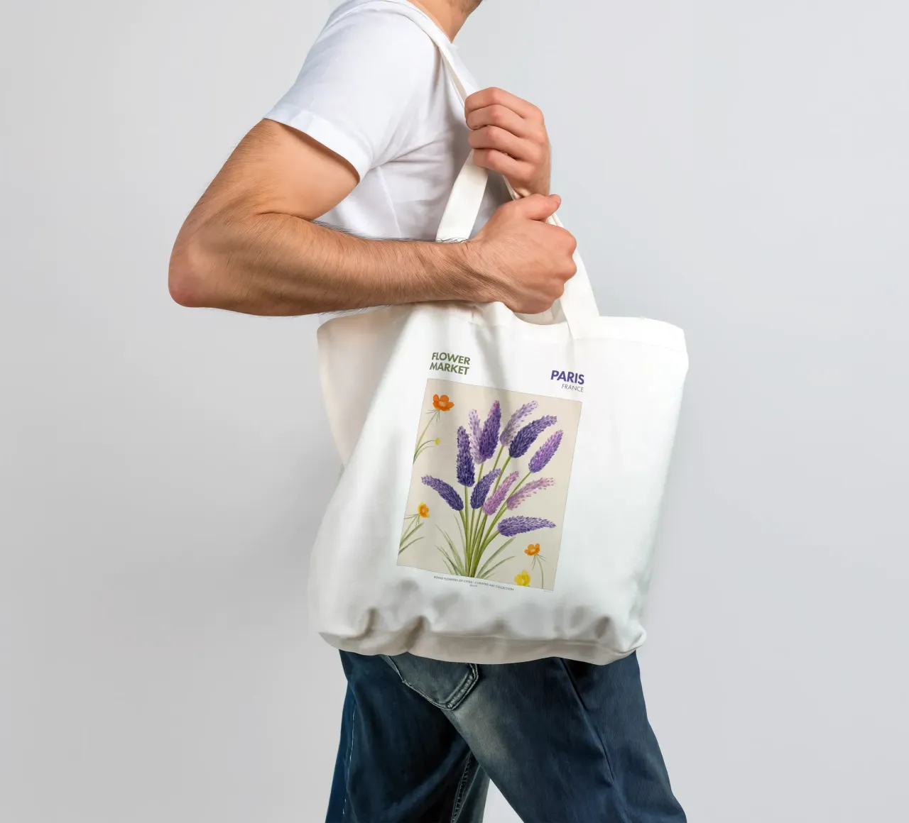 Emel Tunaboylu - Mercato dei fiori 01 borsa in juta da The Artcircle