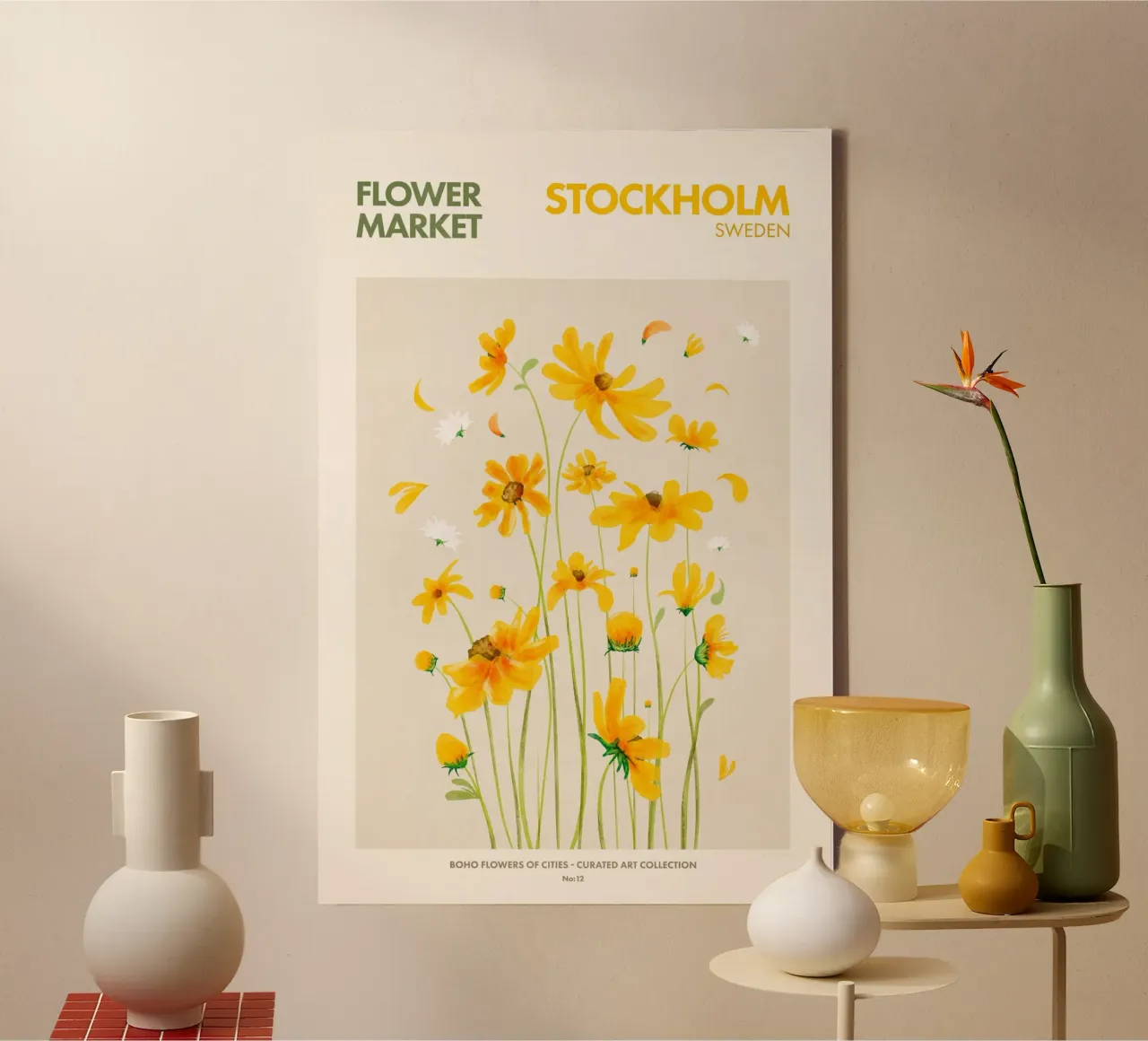 Emel Tunaboylu - Mercado de flores de Estocolmo lienzo con Marco flotante de The Artcircle
