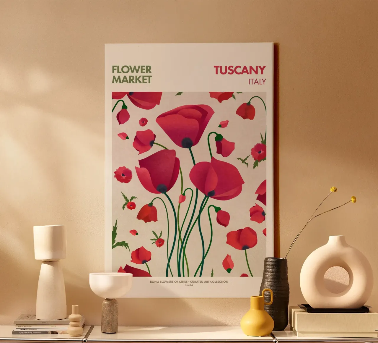 Emel Tunaboylu - Mercato dei fiori Toscana tela con Cornice a cassetta da The Artcircle