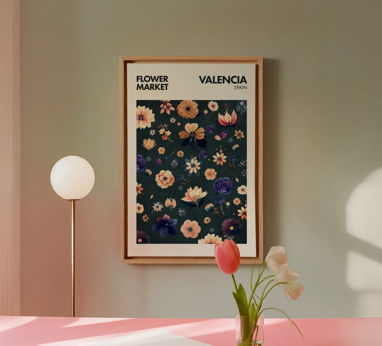 Emel Tunaboylu - Mercato dei fiori di Valencia tela con Cornice a cassetta da The Artcircle