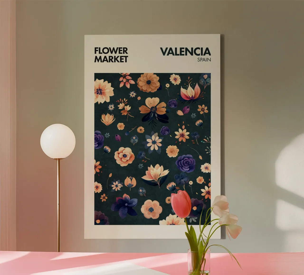 Emel Tunaboylu - Mercato dei fiori di Valencia tela con Cornice a cassetta da The Artcircle