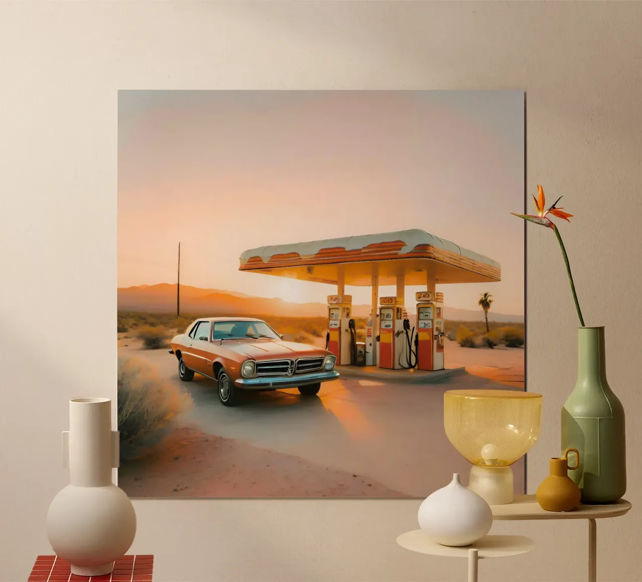 Resort nel deserto poster con telaio in legno da ICONICA Art Studio