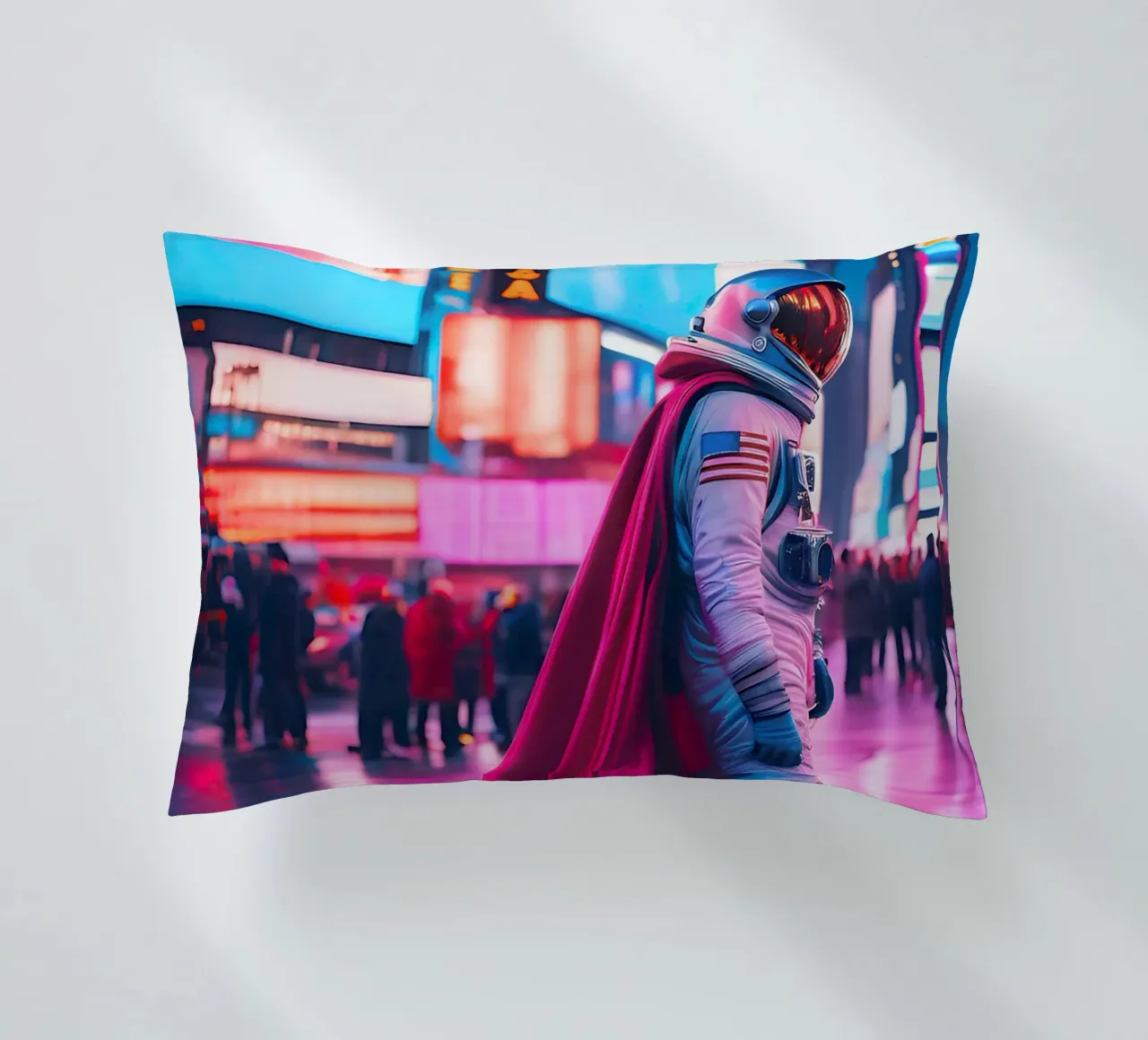 Urban astronaut decorative cushion by ICONICA Art Studio