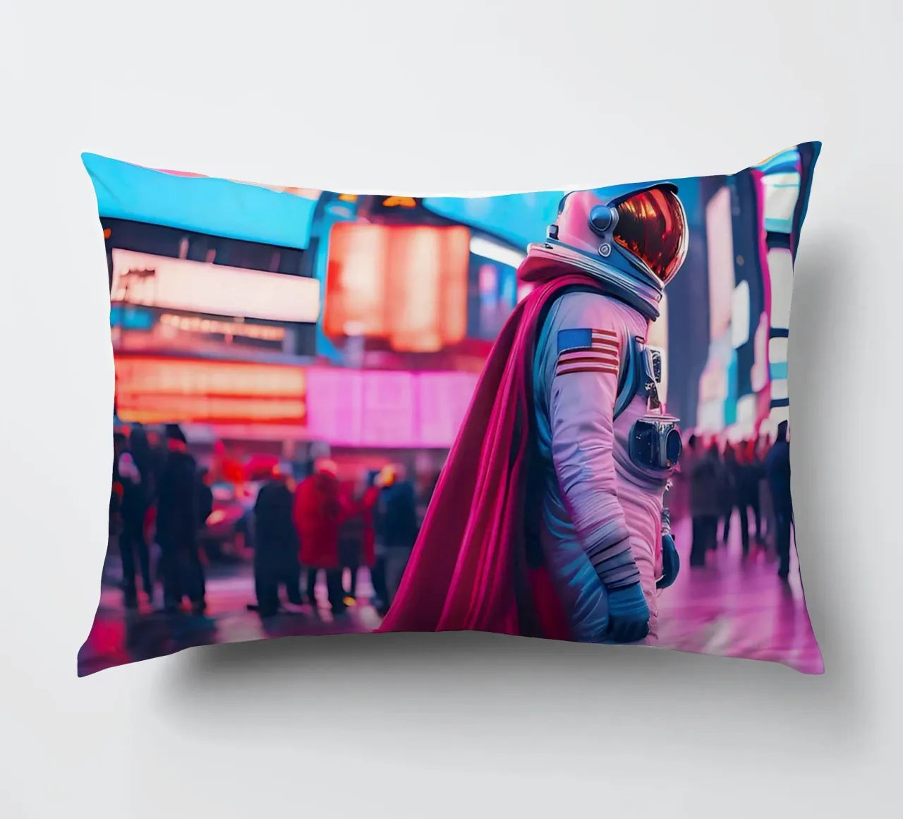 Urban astronaut decorative cushion by ICONICA Art Studio