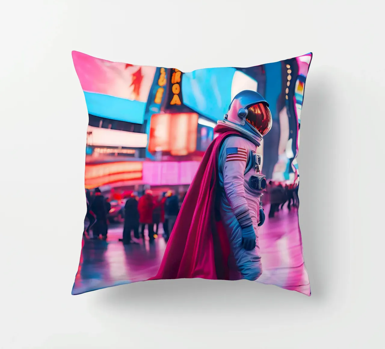 Urban astronaut decorative cushion by ICONICA Art Studio