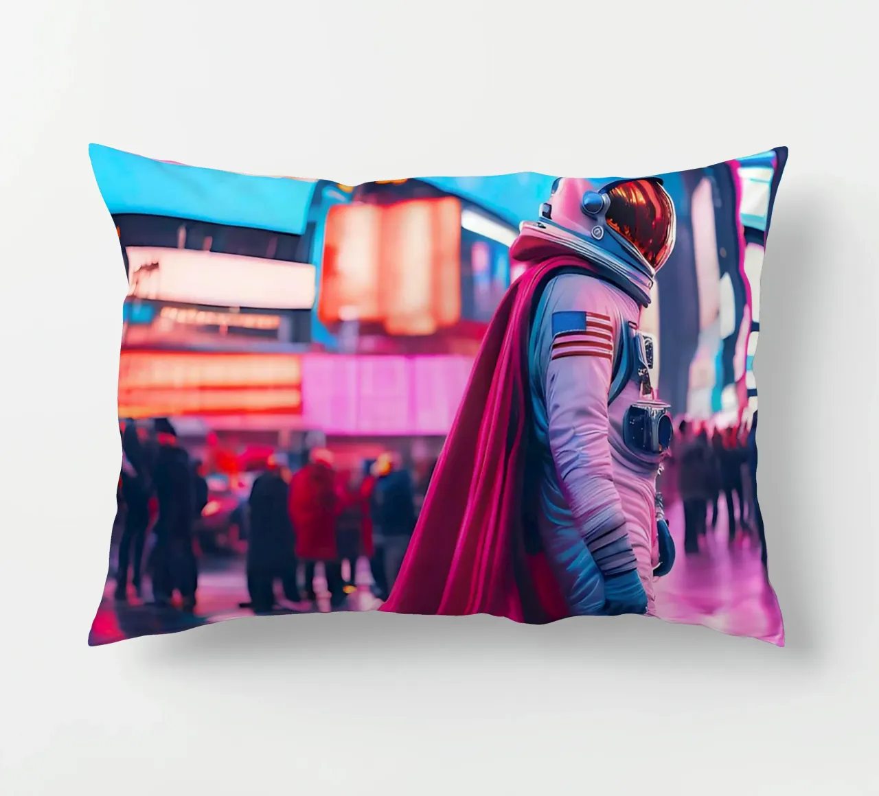 Urban astronaut decorative cushion by ICONICA Art Studio