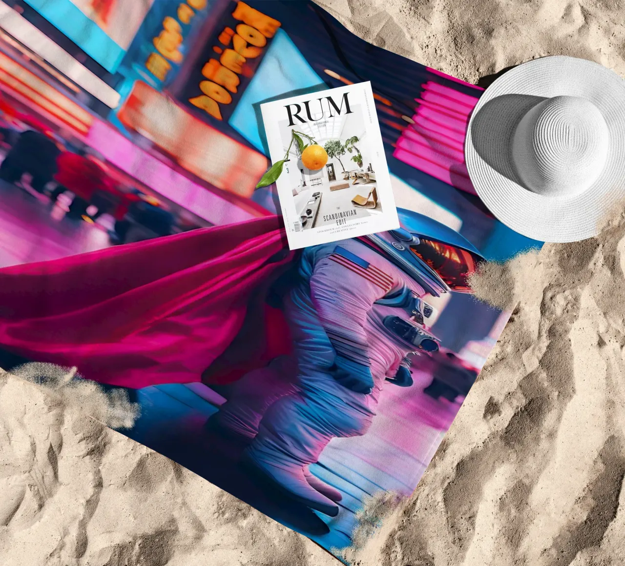 Urban astronaut beach towel by ICONICA Art Studio