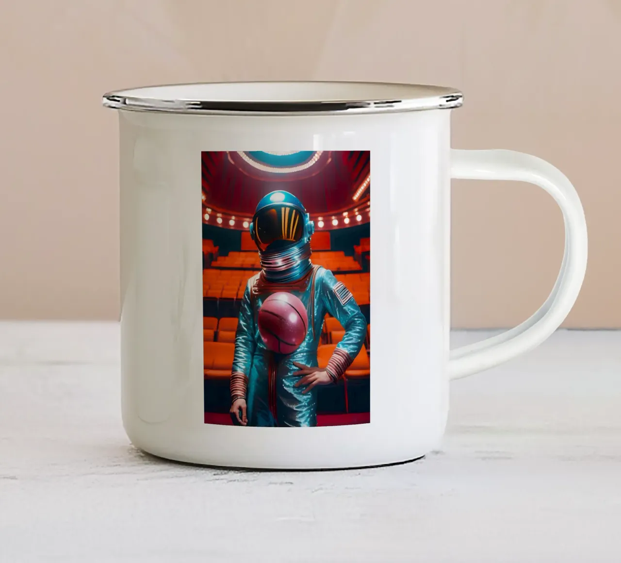Mand Spatiale emaille mok van ICONICA Art Studio
