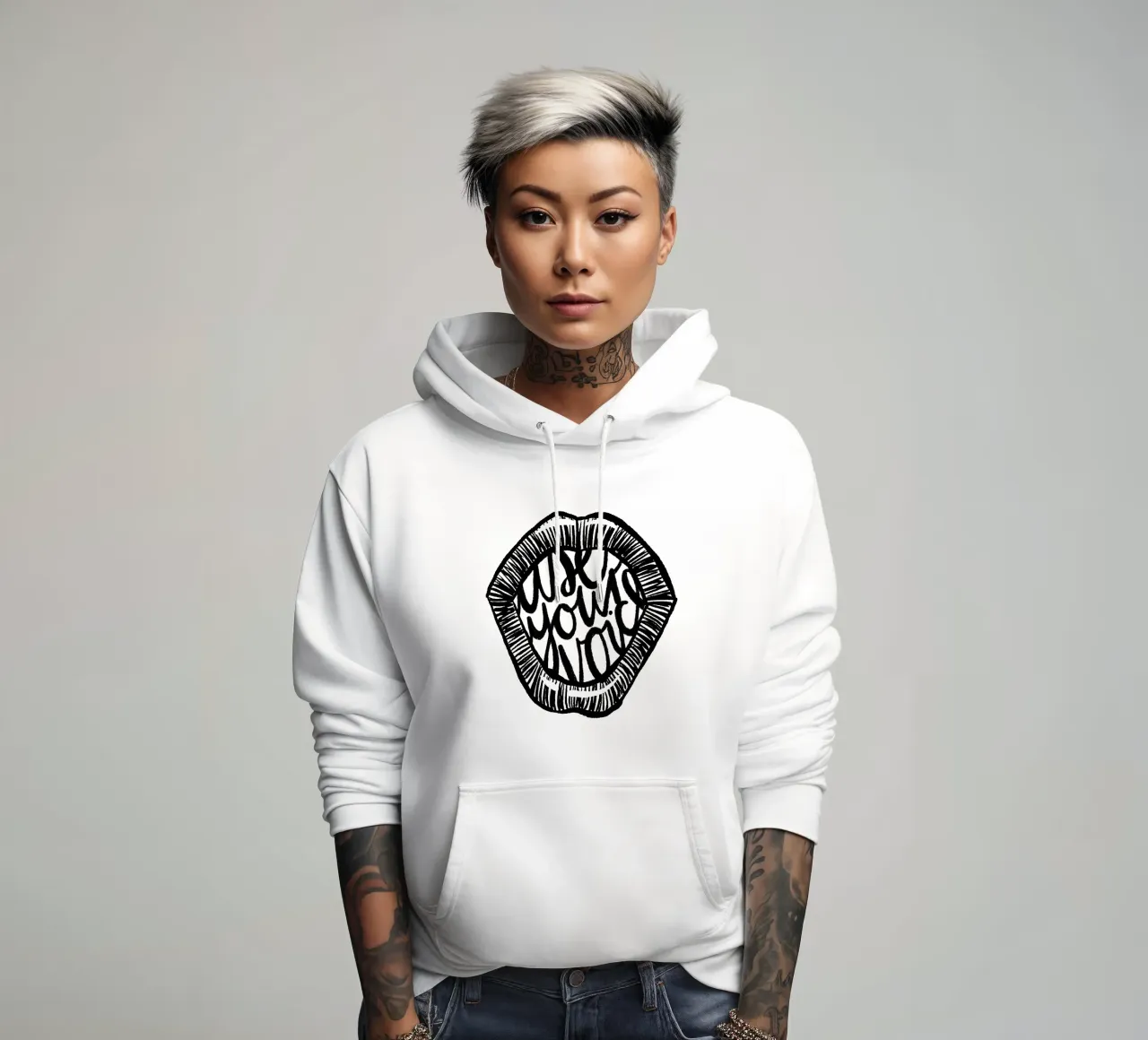 Use your voice | black & white sudadera con capucha de modeern