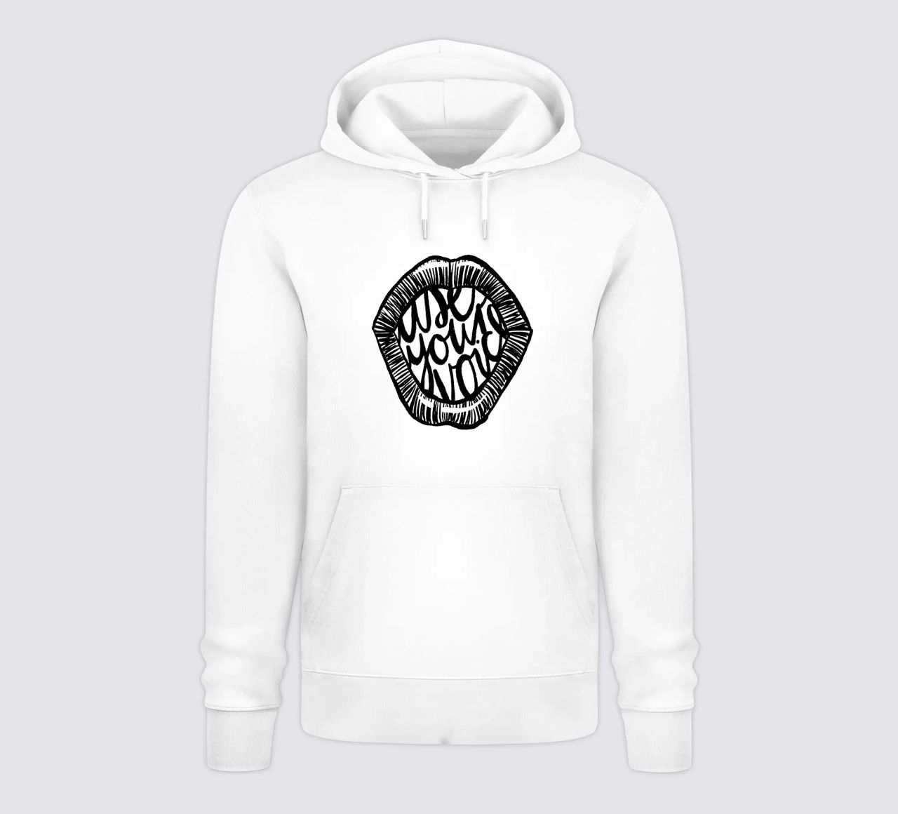 Use your voice | black & white felpa con cappuccio da modeern