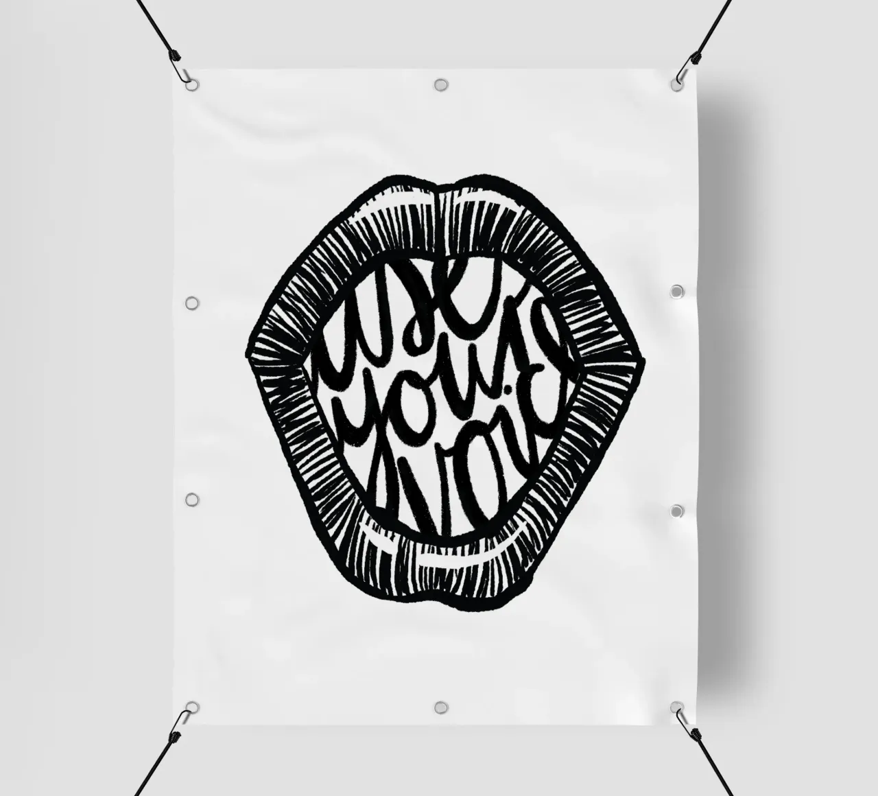 Use your voice | black & white telo in pvc da modeern