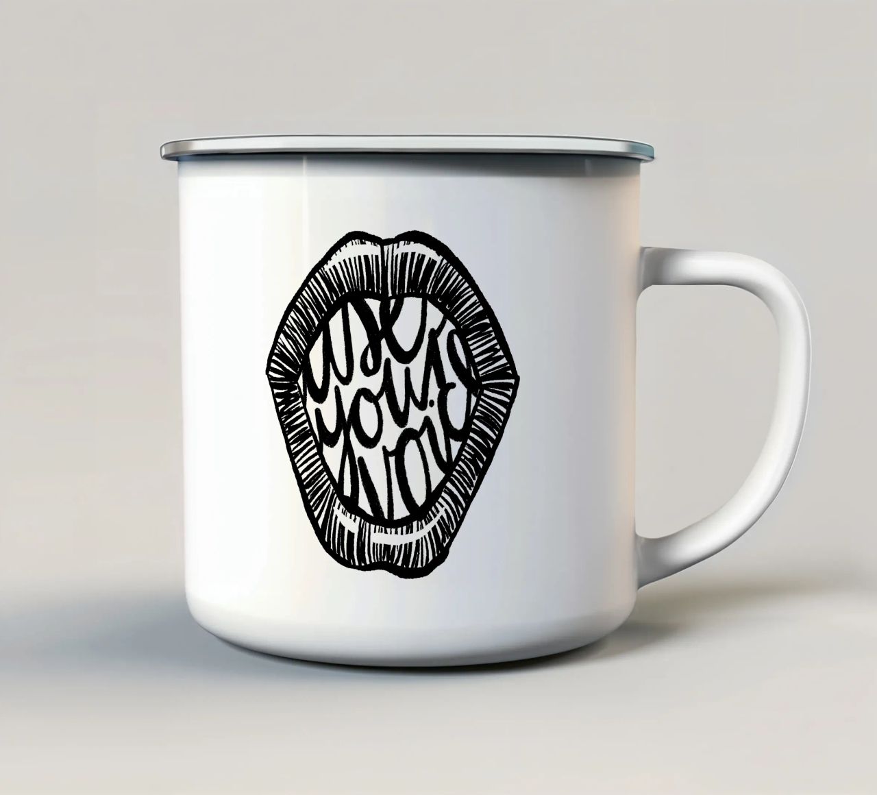 Use your voice | black & white tazza in smalto da modeern