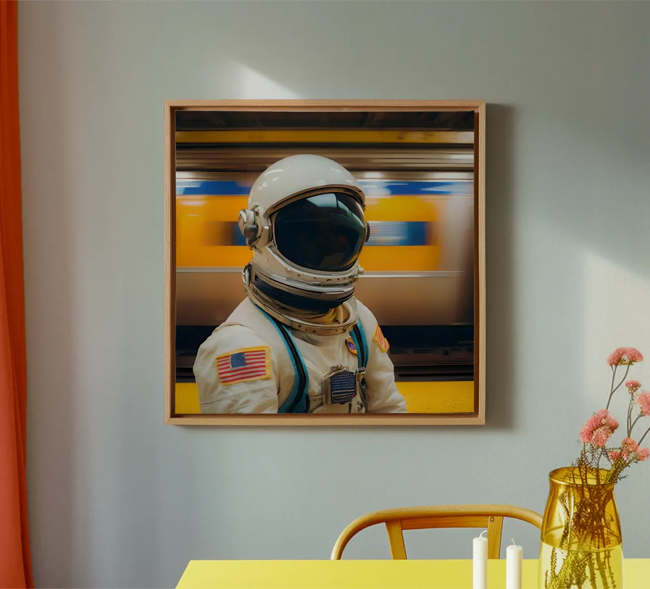 Waiting for space canvas with Floater frame by ICONICA Art Studio