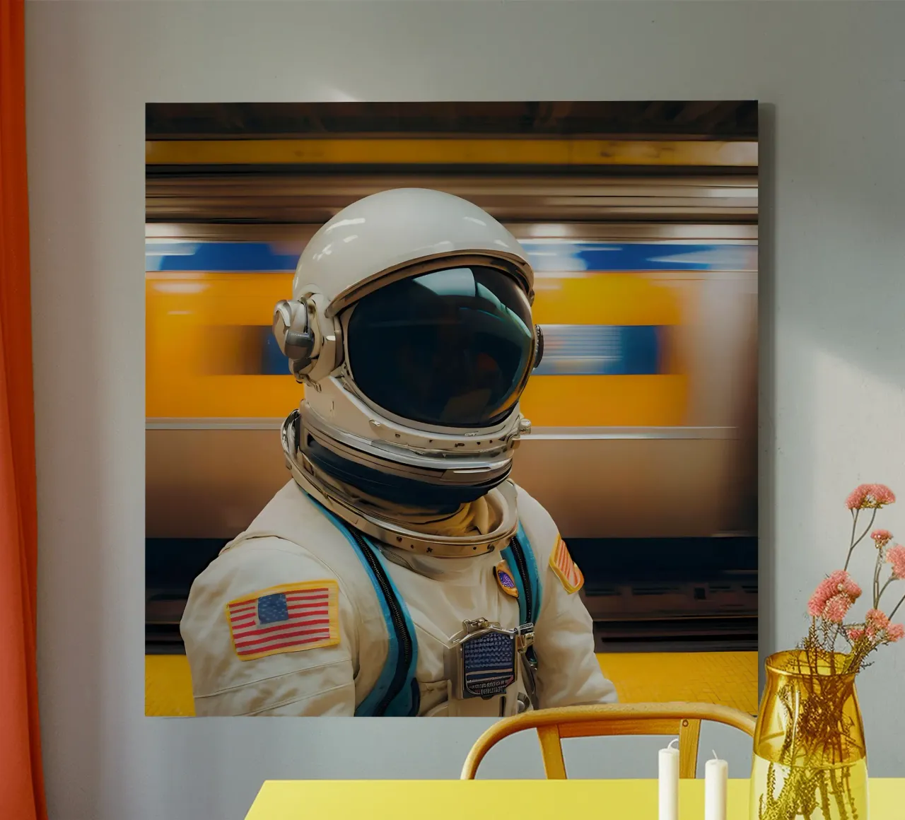 Waiting for space canvas with Floater frame by ICONICA Art Studio