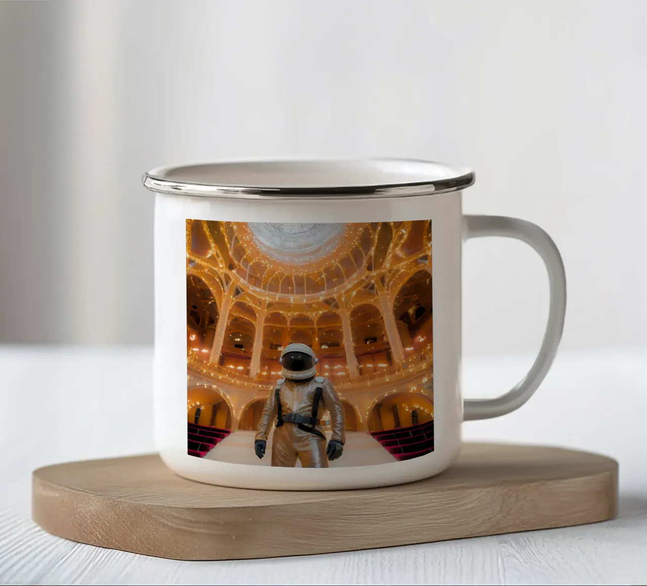 Interstellare e barocco tazza in smalto da ICONICA Art Studio