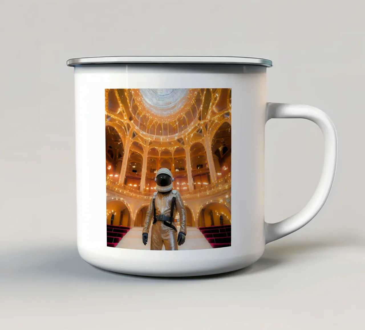 Interstellare e barocco tazza in smalto da ICONICA Art Studio