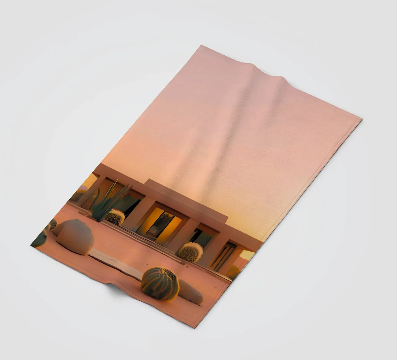 Desert house fleece blanket by ICONICA Art Studio