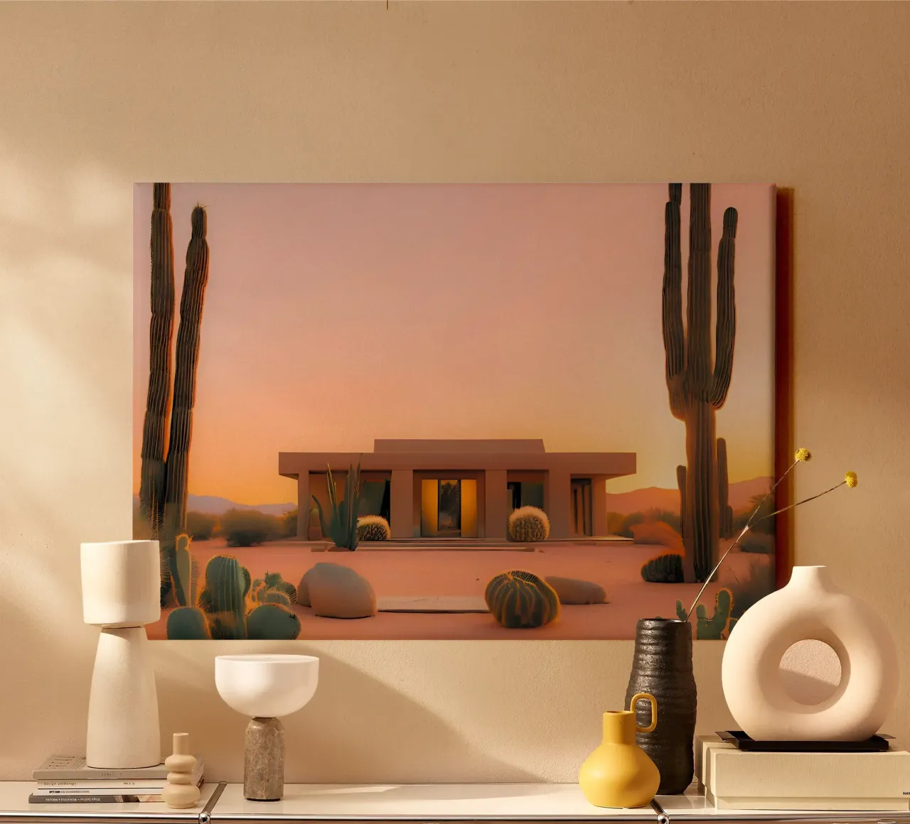 Casa nel deserto tela con Cornice a cassetta da ICONICA Art Studio