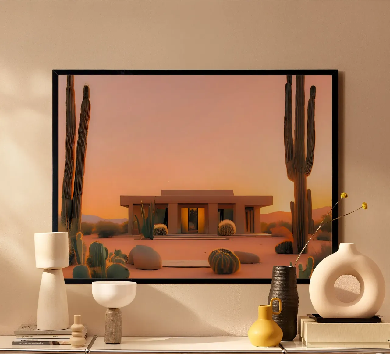 Casa nel deserto poster con telaio in legno da ICONICA Art Studio