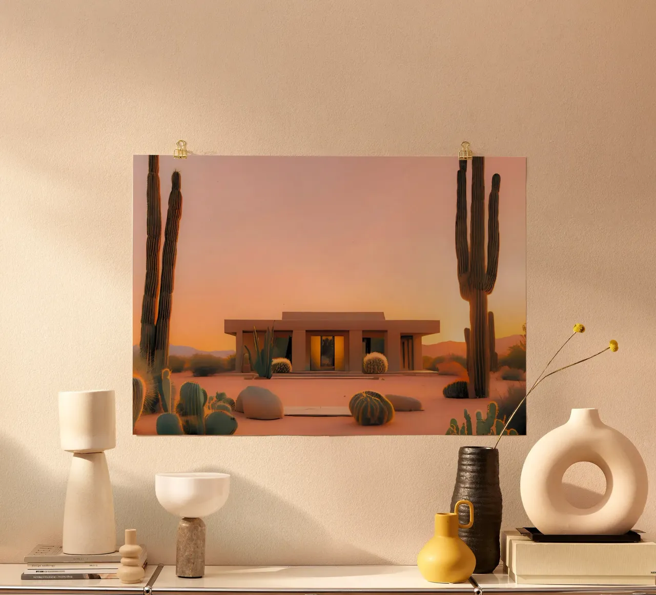 Casa nel deserto poster con telaio in legno da ICONICA Art Studio