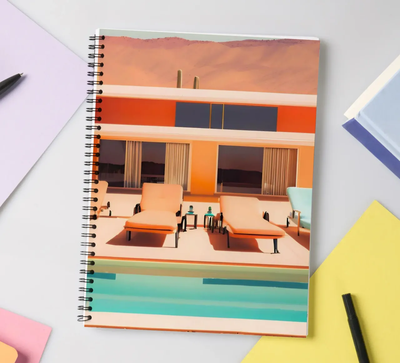 Retro vintage oasis spiral notebook by ICONICA Art Studio