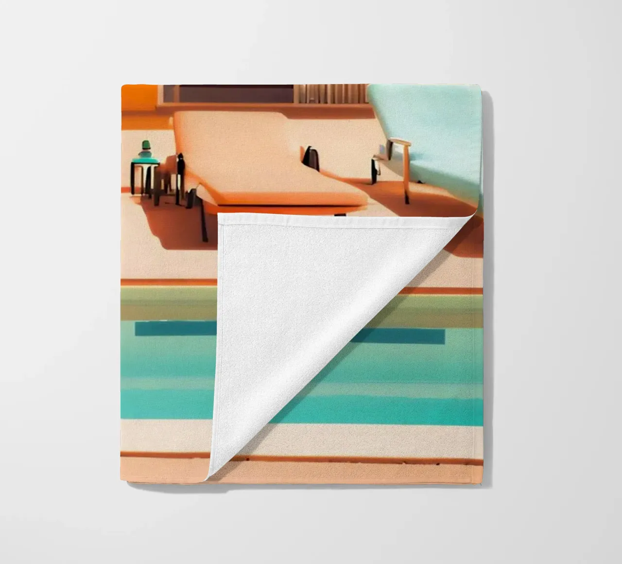 Retro vintage oasis beach towel by ICONICA Art Studio