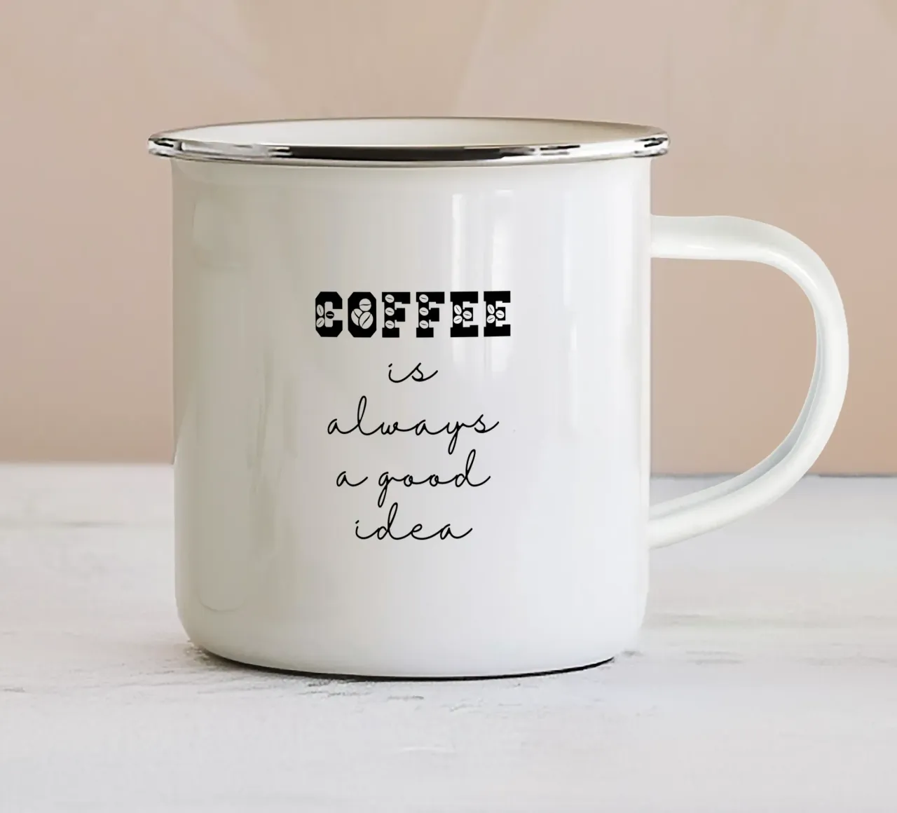 Coffee is Always a Good Idea emaille mok van Shark Printables