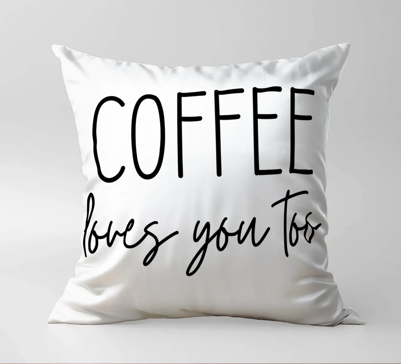 Coffee Loves You Too decorative cushion by Shark Printables