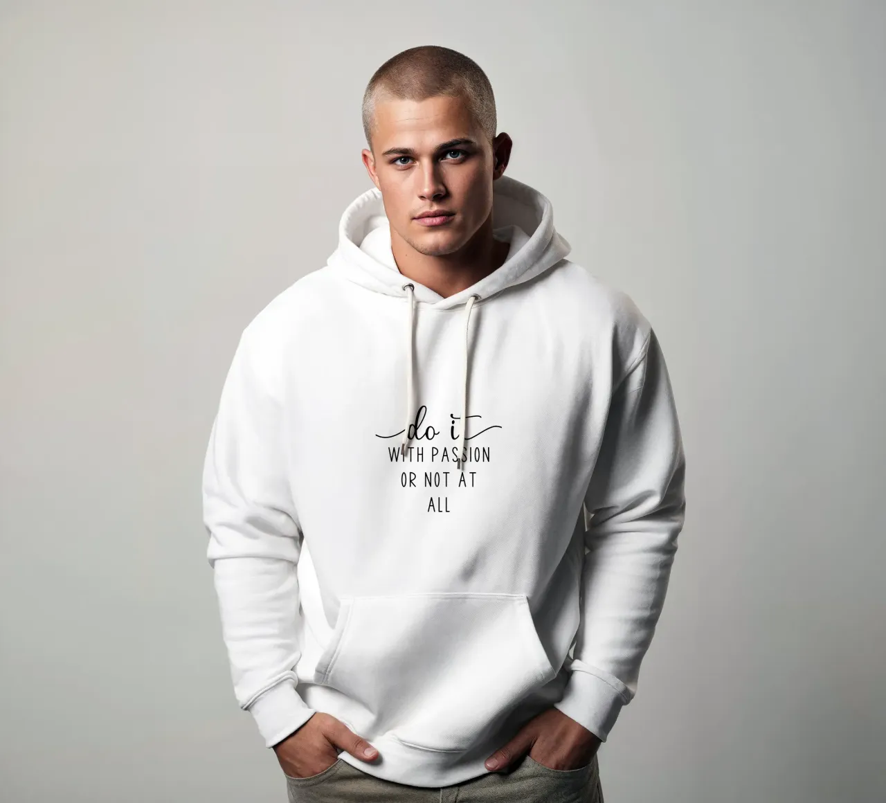 Do it With Passion or Not at All Motivational sudadera con capucha de Shark Printables