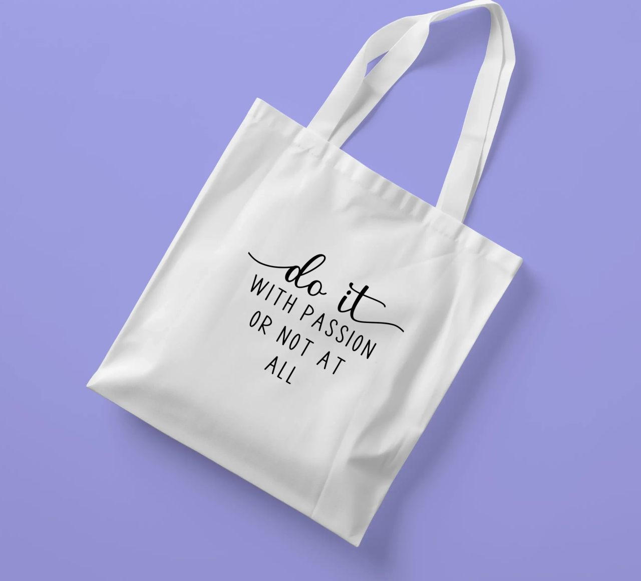 Do it With Passion or Not at All Motivational borsa in juta da Shark Printables