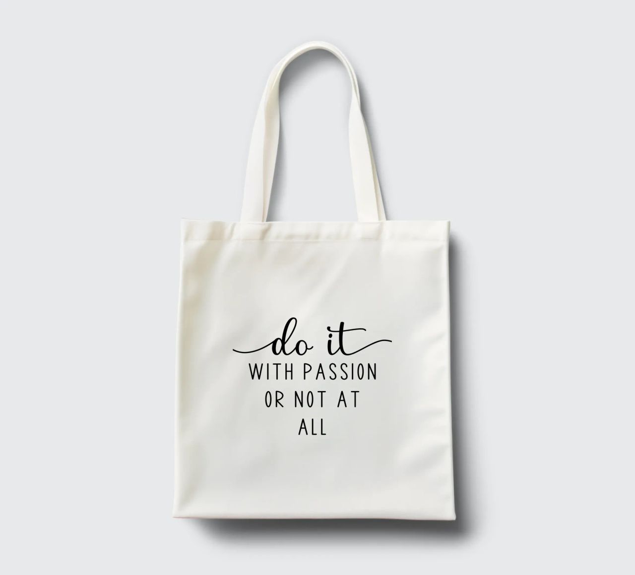 Do it With Passion or Not at All Motivational borsa in juta da Shark Printables