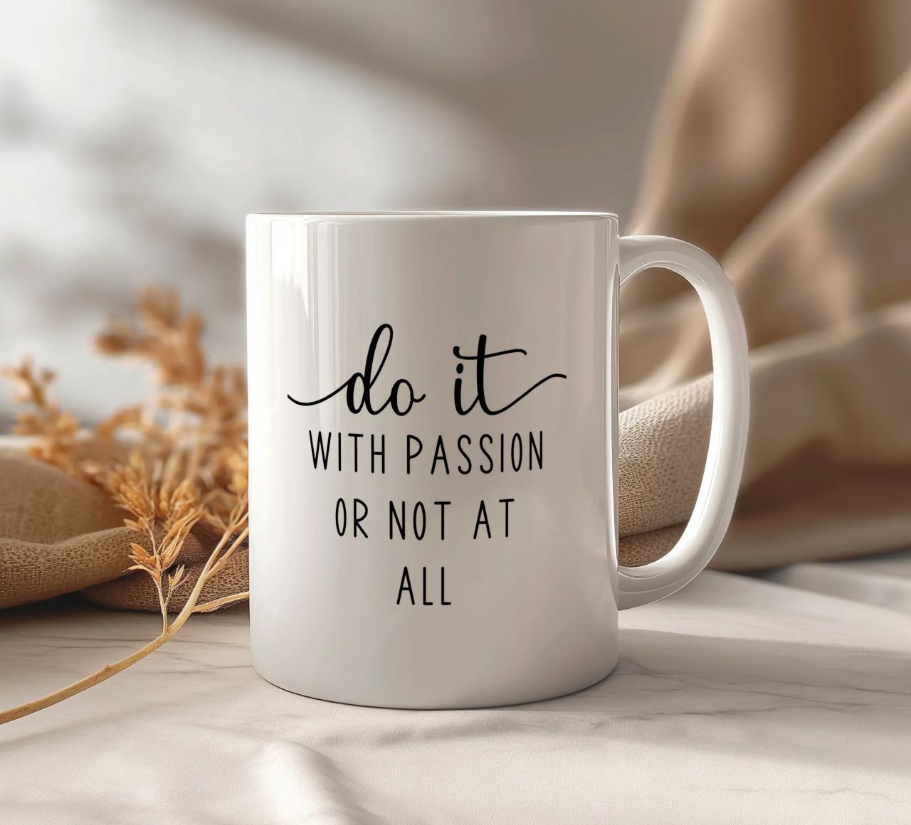 Do it With Passion or Not at All Motivational tazza in ceramica da Shark Printables