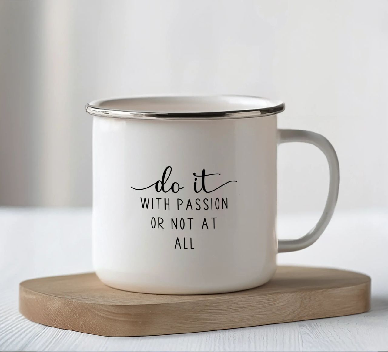 Do it With Passion or Not at All Motivational tazza in smalto da Shark Printables