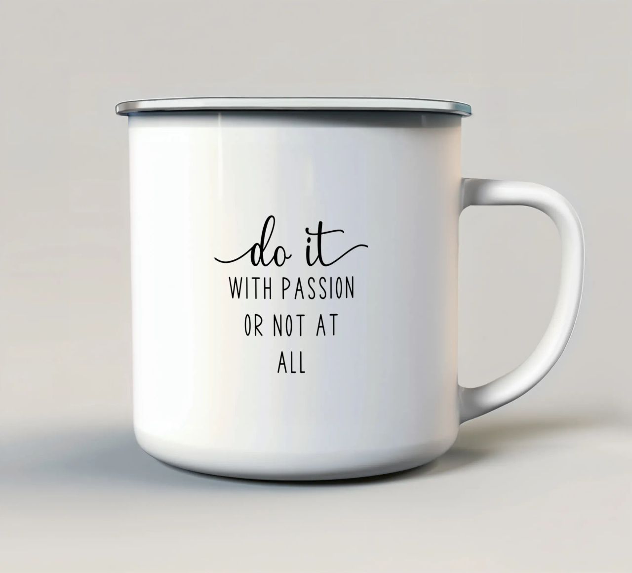 Do it With Passion or Not at All Motivational tazza in smalto da Shark Printables