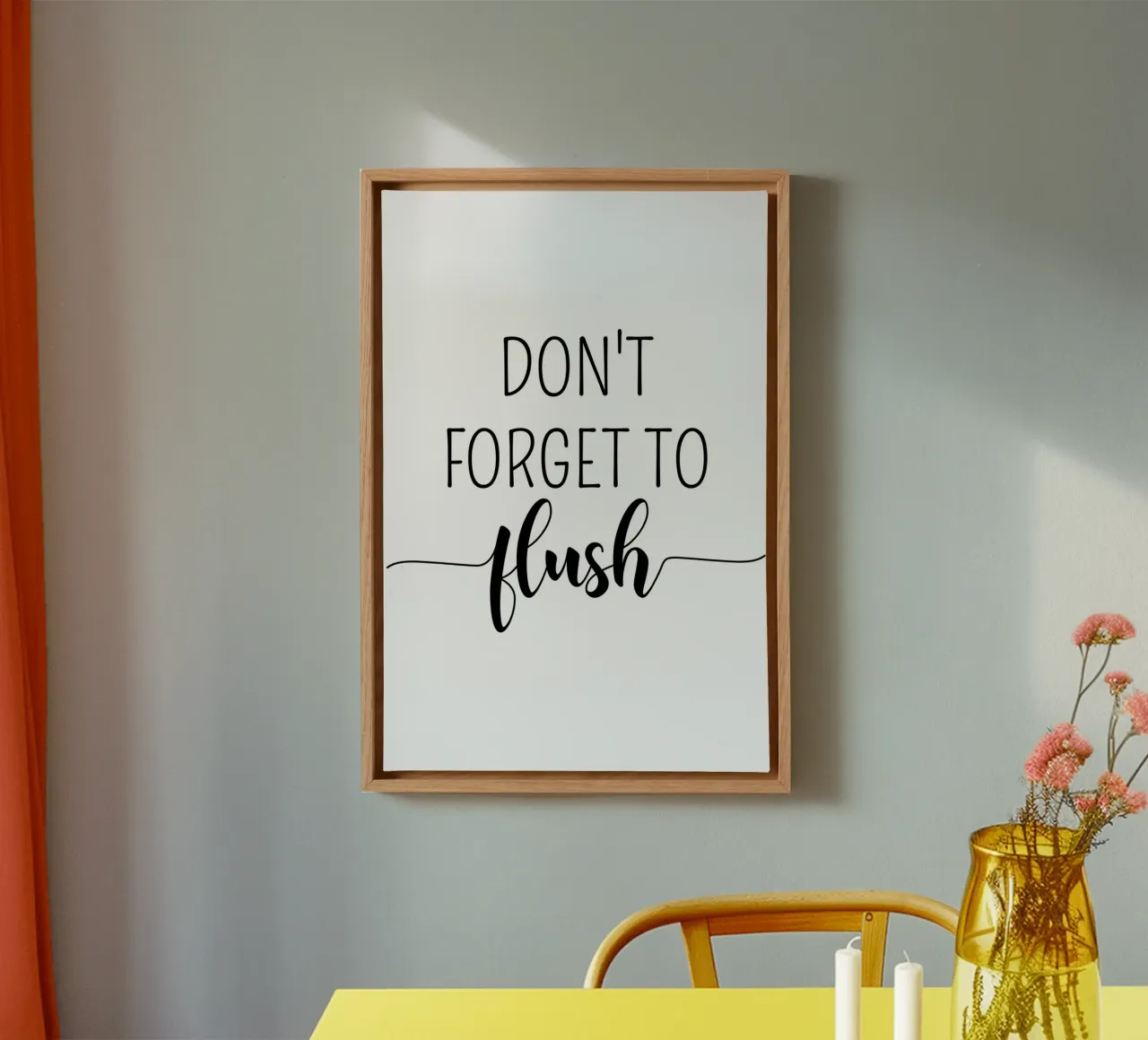 Don’t Forget to Flush Funny Bathroom tela con Cornice a cassetta da Shark Printables