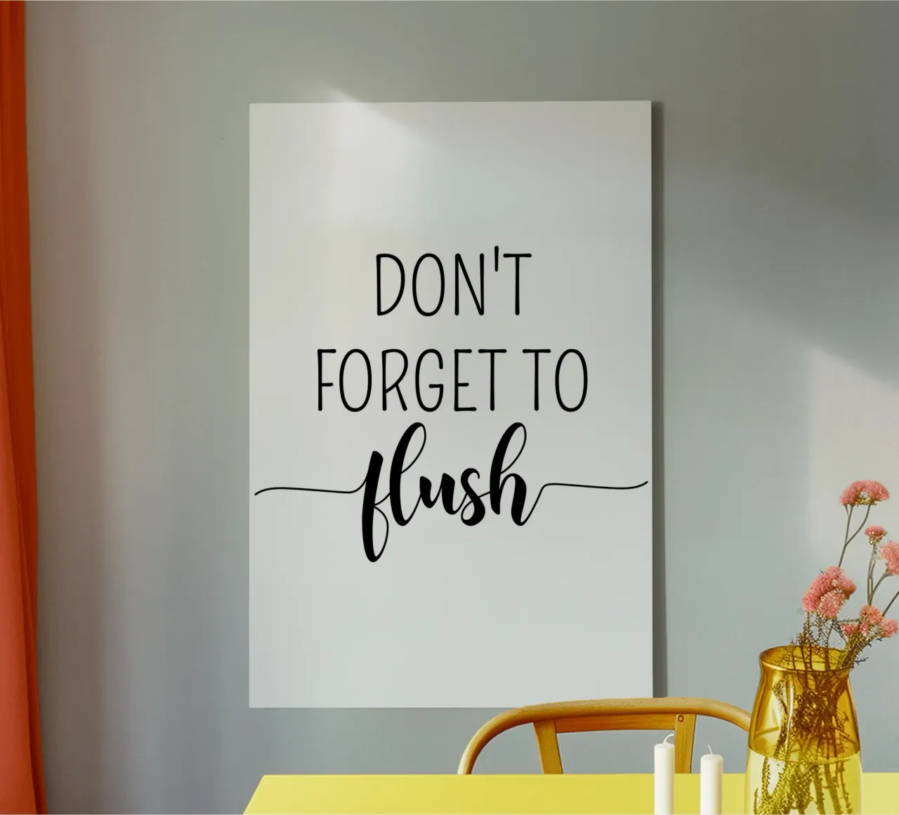 Don’t Forget to Flush Funny Bathroom tela con Cornice a cassetta da Shark Printables