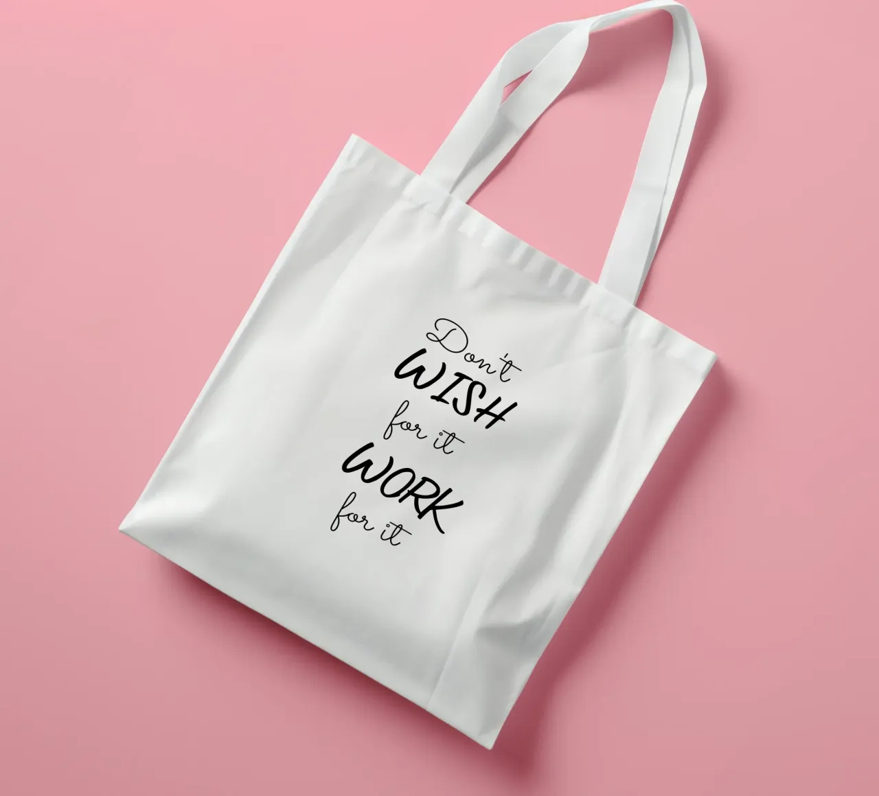 Don’t Wish for It Work for It Motivational borsa in juta da Shark Printables