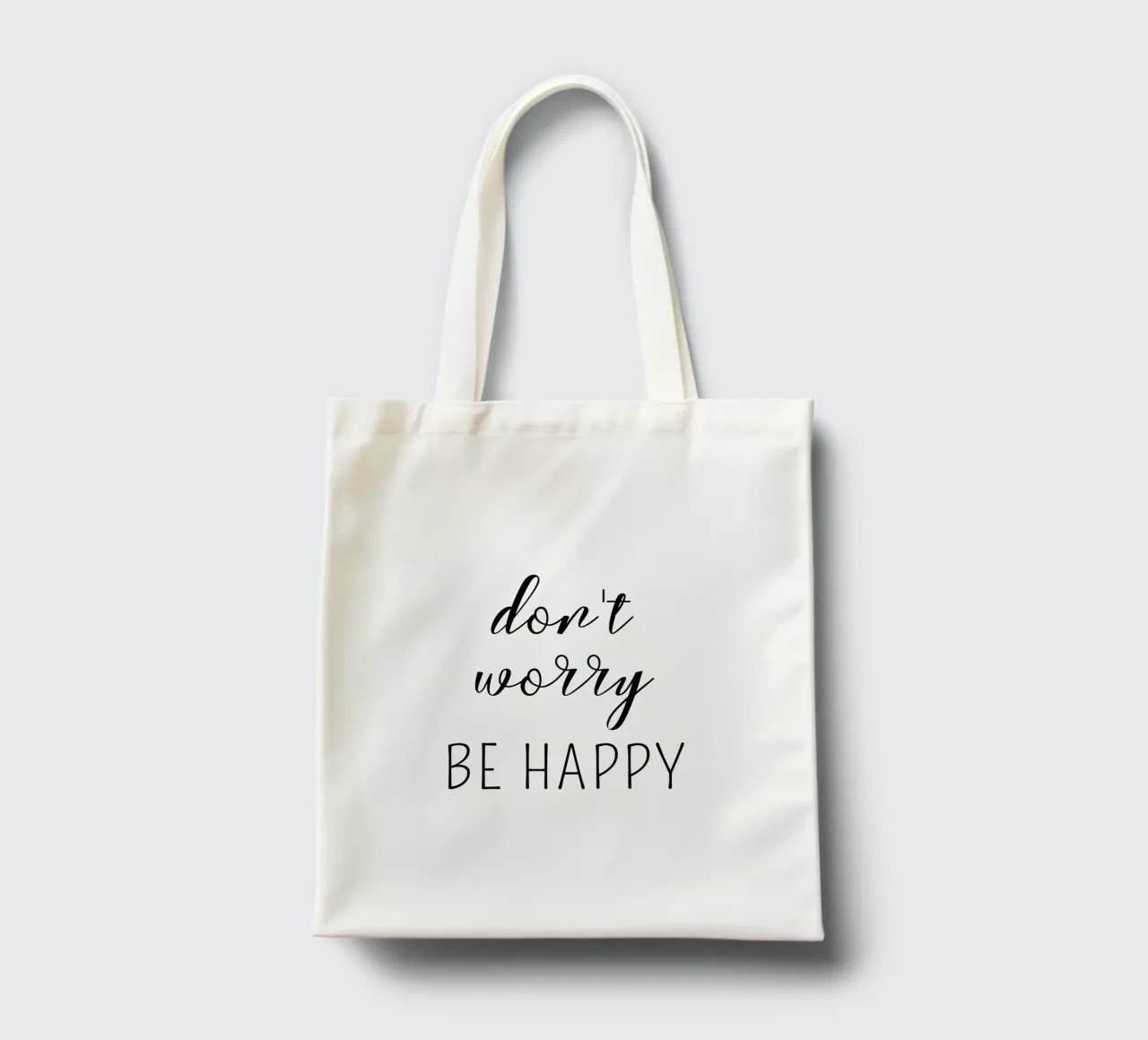 Don’t Worry Be Happy Motivational Jutebeutel von Shark Printables