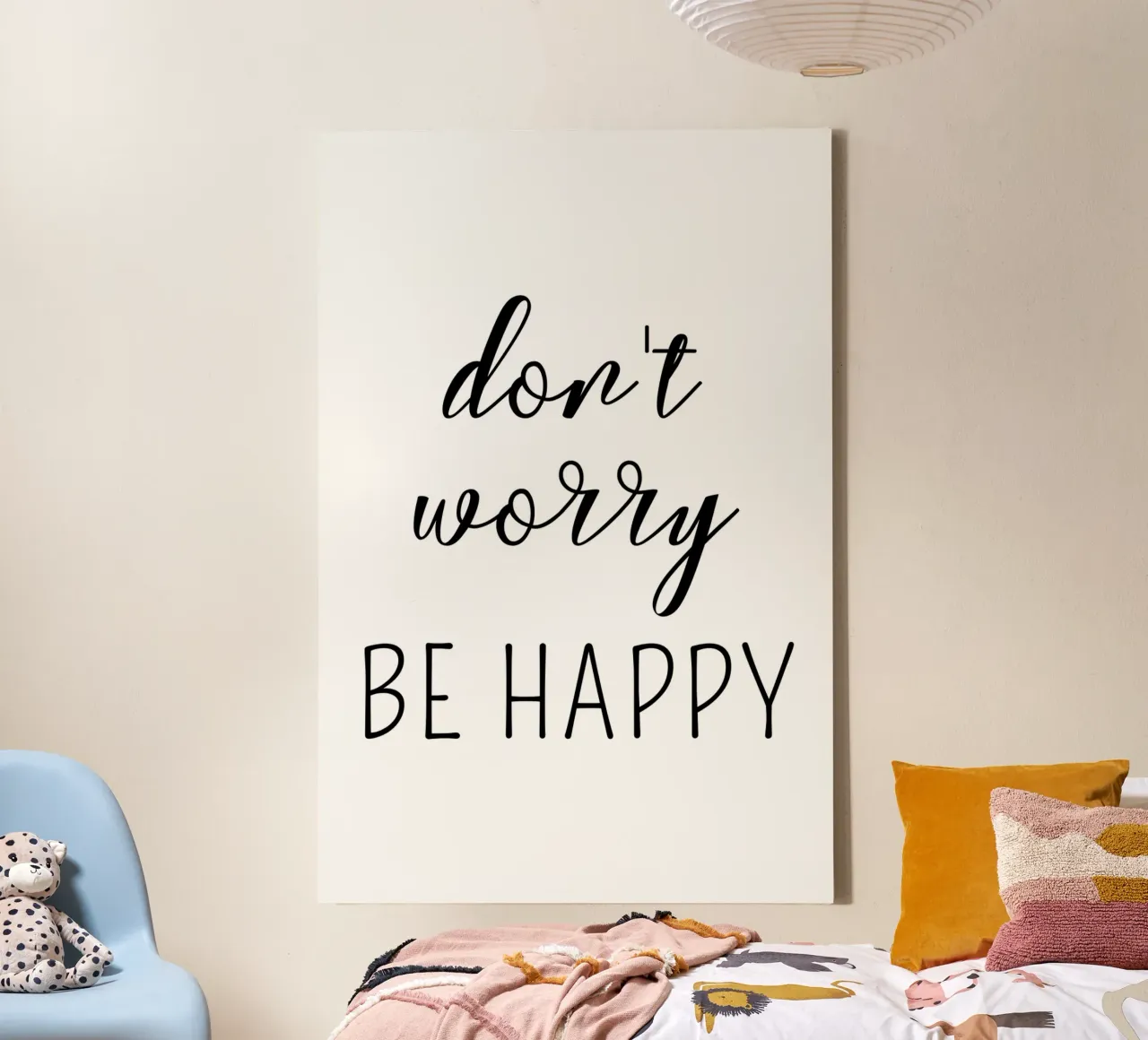 Don’t Worry Be Happy Motivational tela con Cornice a cassetta da Shark Printables
