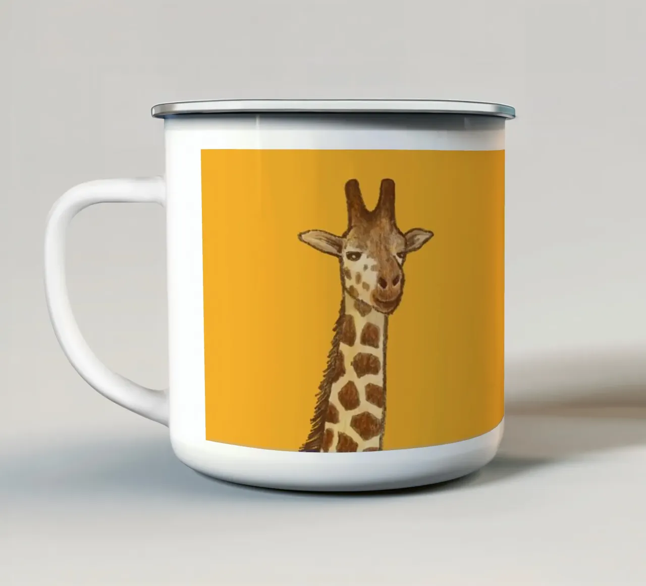 Jolene The Cowgirl Giraffe enamel mug by AnyoneCanYeehaw