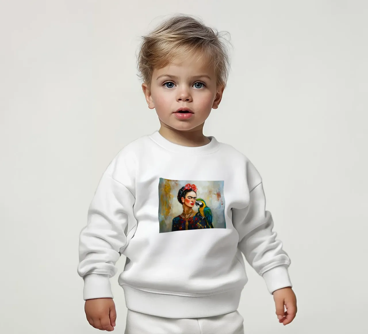 Frida Pappagalli colorati amore felpa neonato da Carinaprint