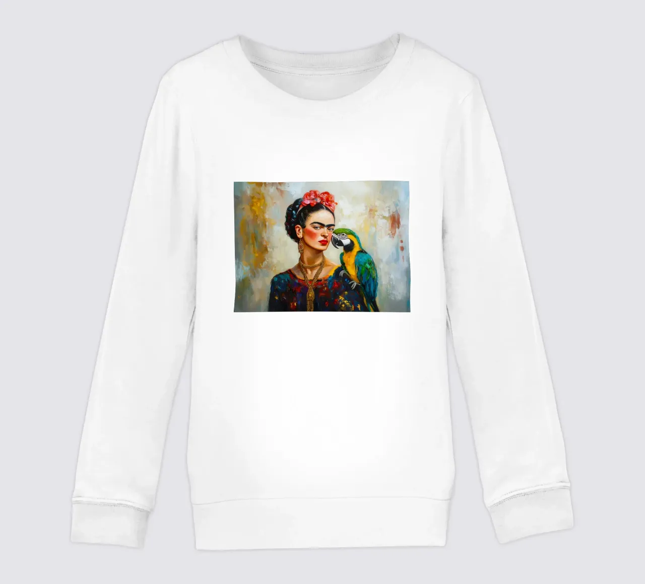 Frida Pappagalli colorati amore felpa bambino da Carinaprint