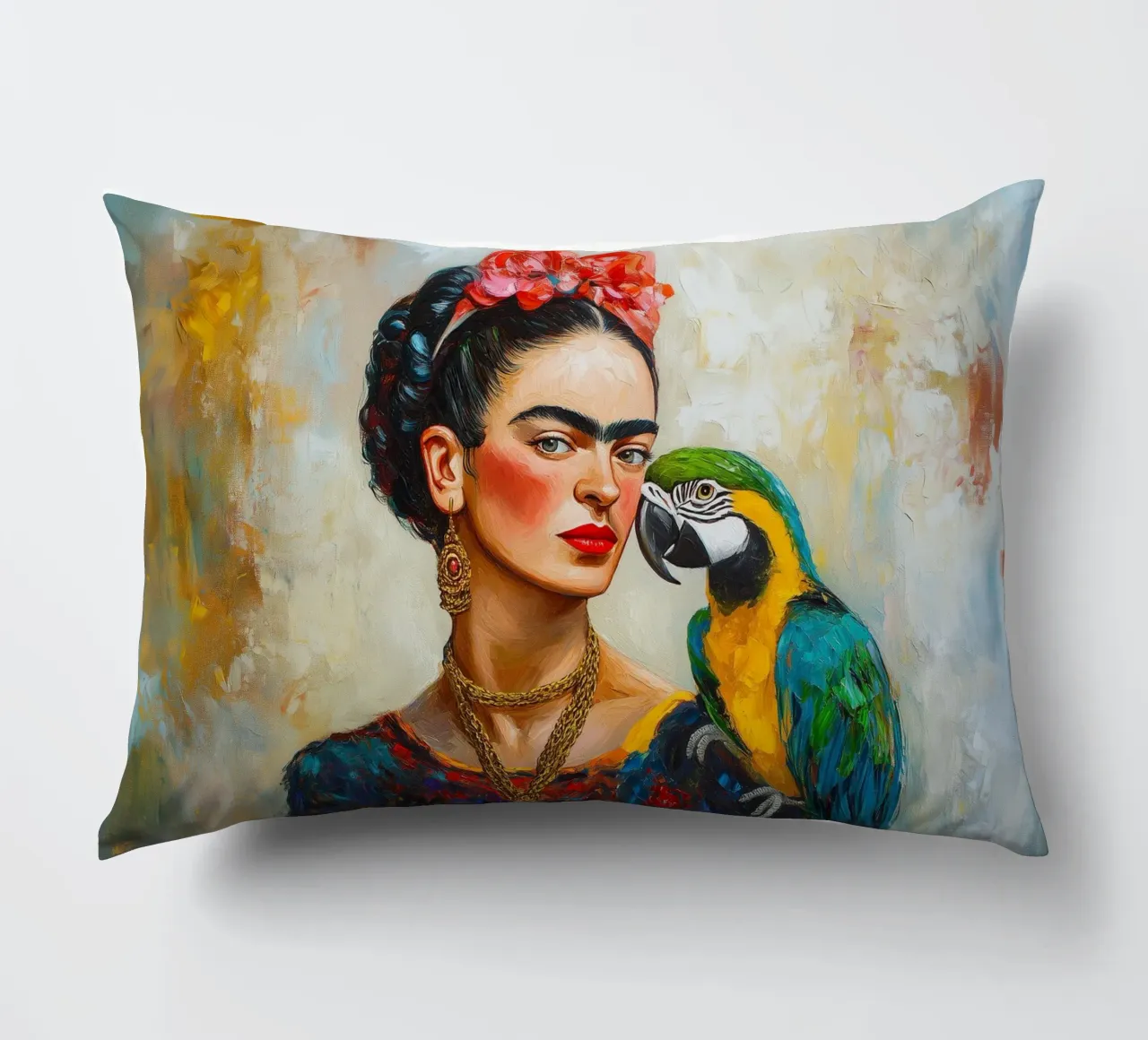 Frida Colourful parrots love decorative cushion by Carinaprint