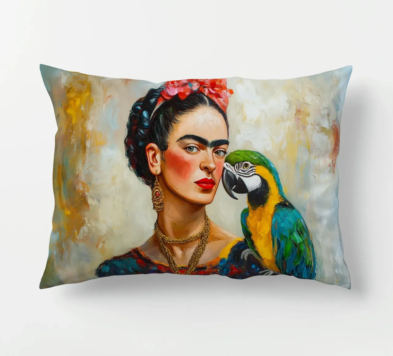 Frida Colourful parrots love decorative cushion by Carinaprint
