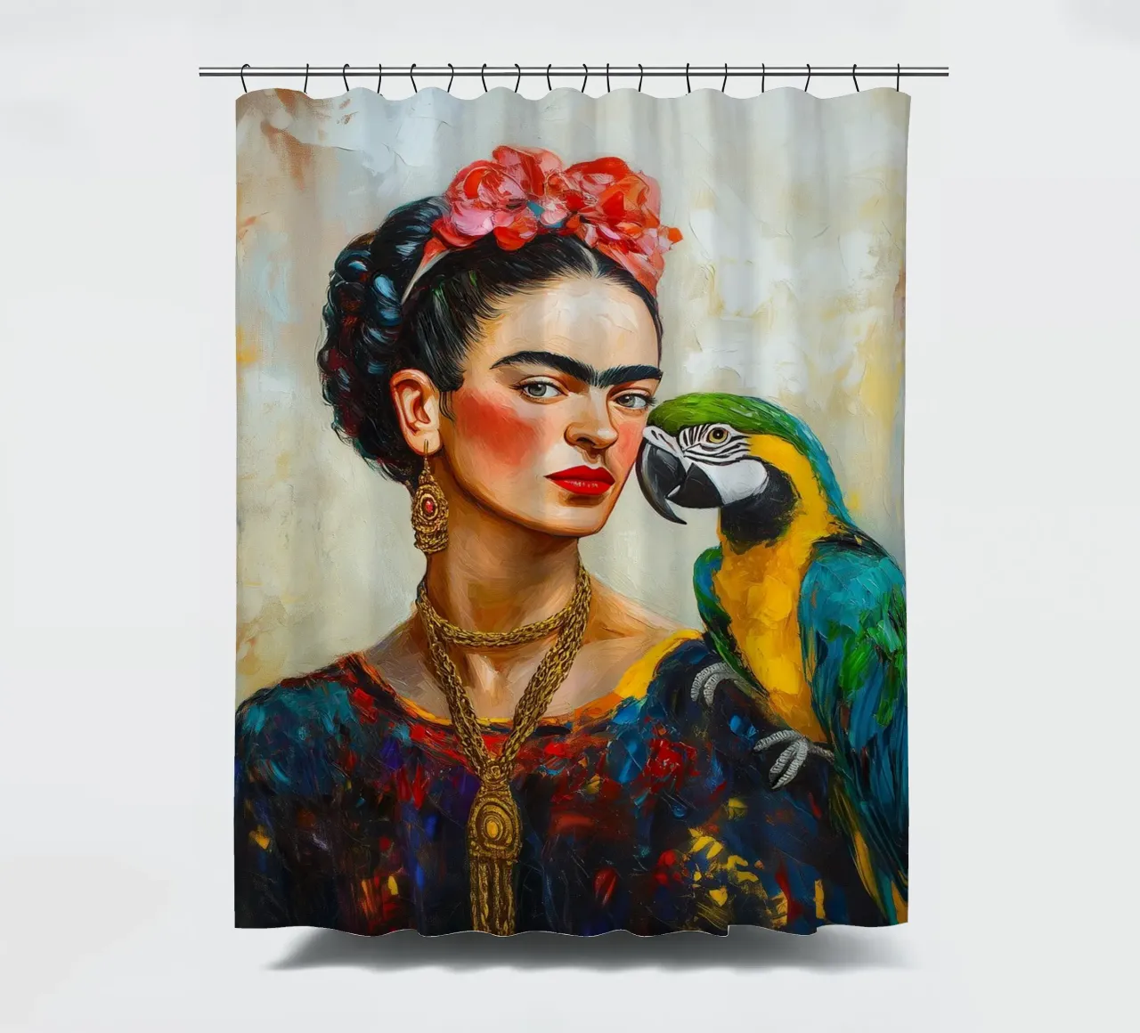 Frida Colourful parrots love shower curtain by Carinaprint